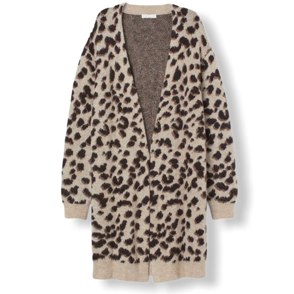 H&M Sweaters - Wool blend oversized leopard knit cardigan XS